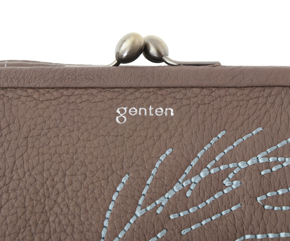 genten×LISA LARSON ソフト刺繍口金二つ折り財布「はりねずみ」 詳細画像 グレー 5
