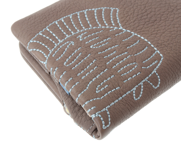 genten×LISA LARSON ソフト刺繍口金二つ折り財布「はりねずみ」 詳細画像 グレー 7