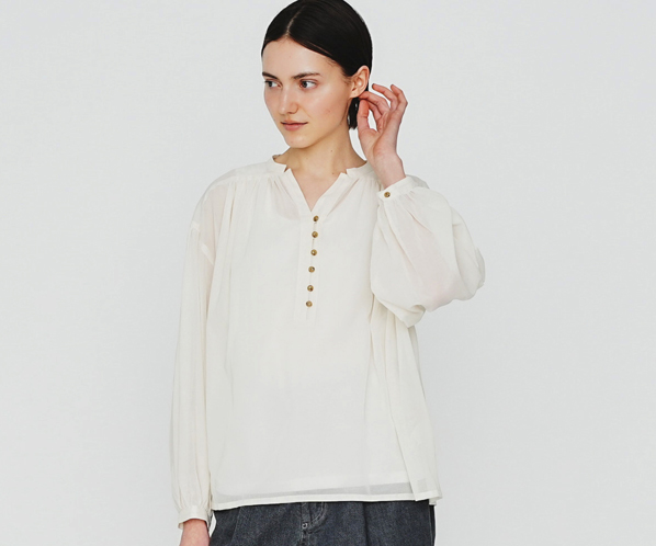 コットンオーガンジーシャツ 詳細画像 アイボリー 20