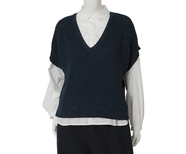 和紙ミックスニットカーディガン 詳細画像 ネイビー 2