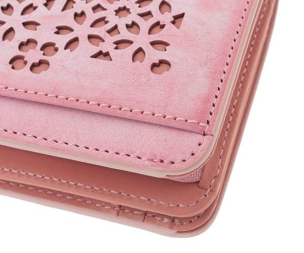 【新色】フラッターカットワーク 二つ折り財布 詳細画像 サクラピンク 7
